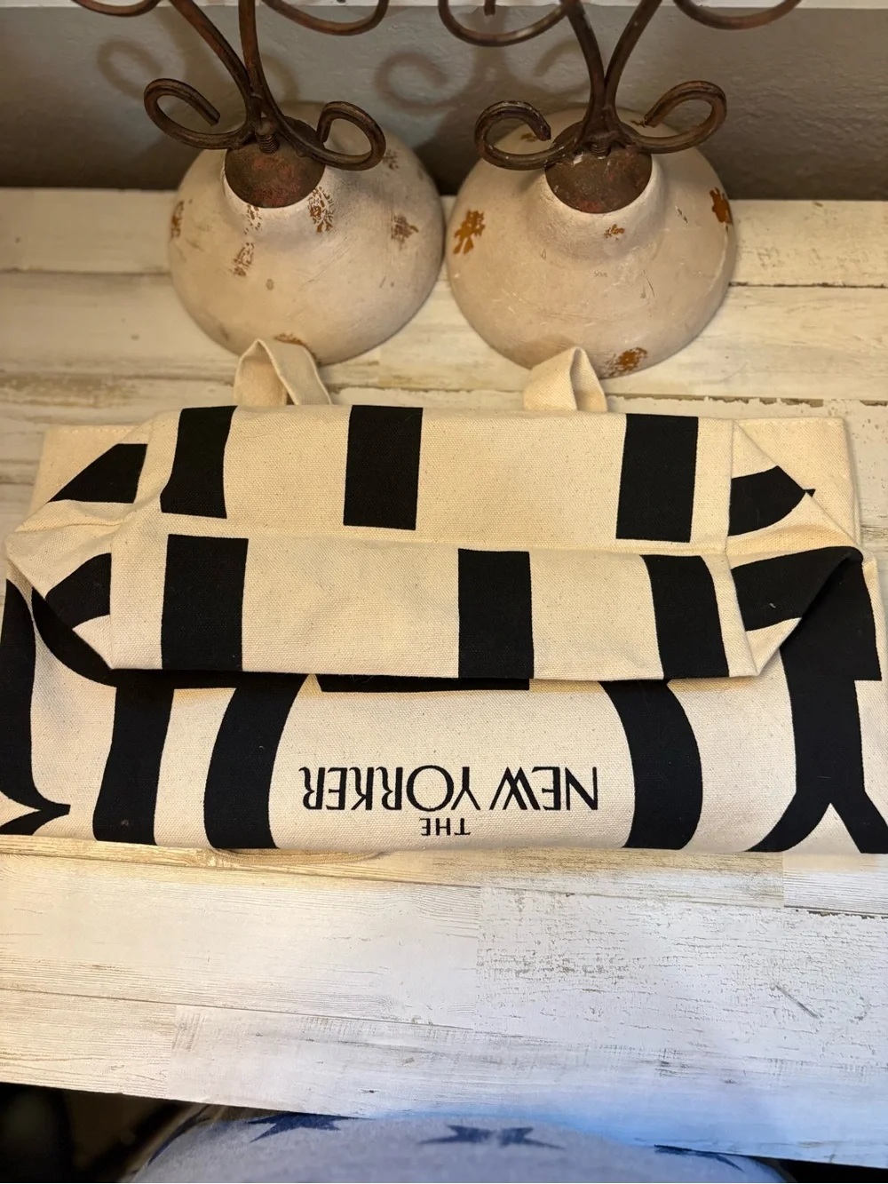 The New Yorker Canvas Tote Bag in Natural and Black